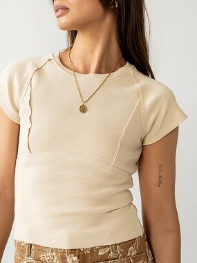 Bohme Millie Reverse Seam Top in Tan